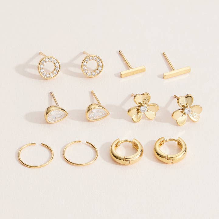 Contemporary Earring Set - 18K Gold Dipped for wholesale on Faire