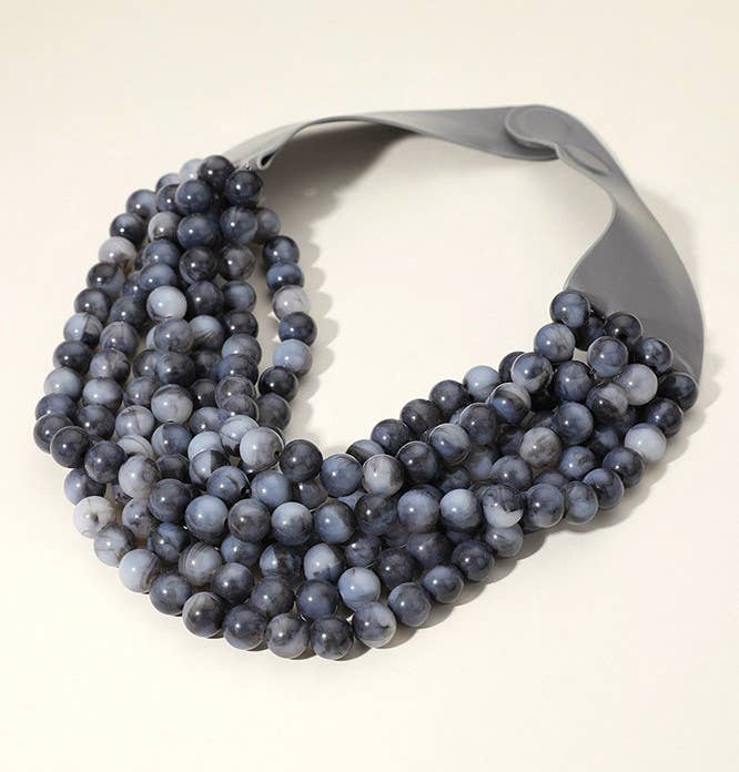 anbfashion - Vendita all'ingrosso Collane di perline/perle - Collana a strati con perline spesse, collo in pelle sintetica, con magnete1