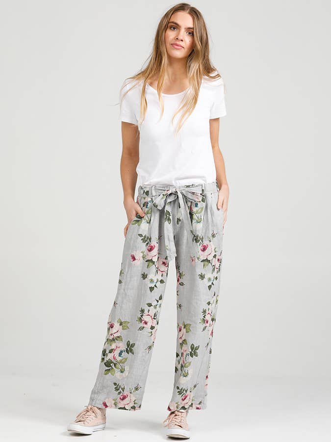 WOMEN'S - Eva Linen Floral Pants for wholesale by Miss Rose Sister Violet