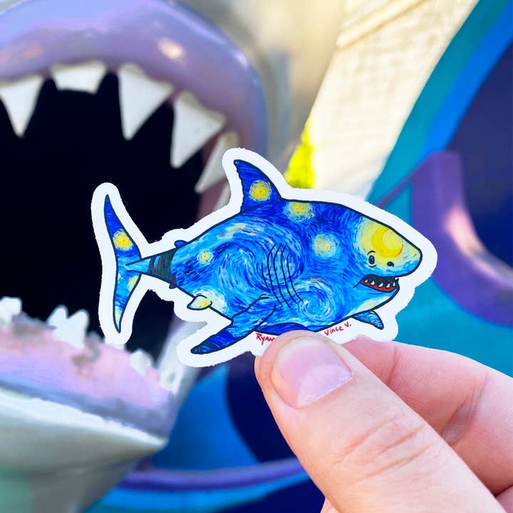 Ryan McCulloch Art - Wholesale Sticker - VINYL STICKER: Van Gogh's Starry Night Shark