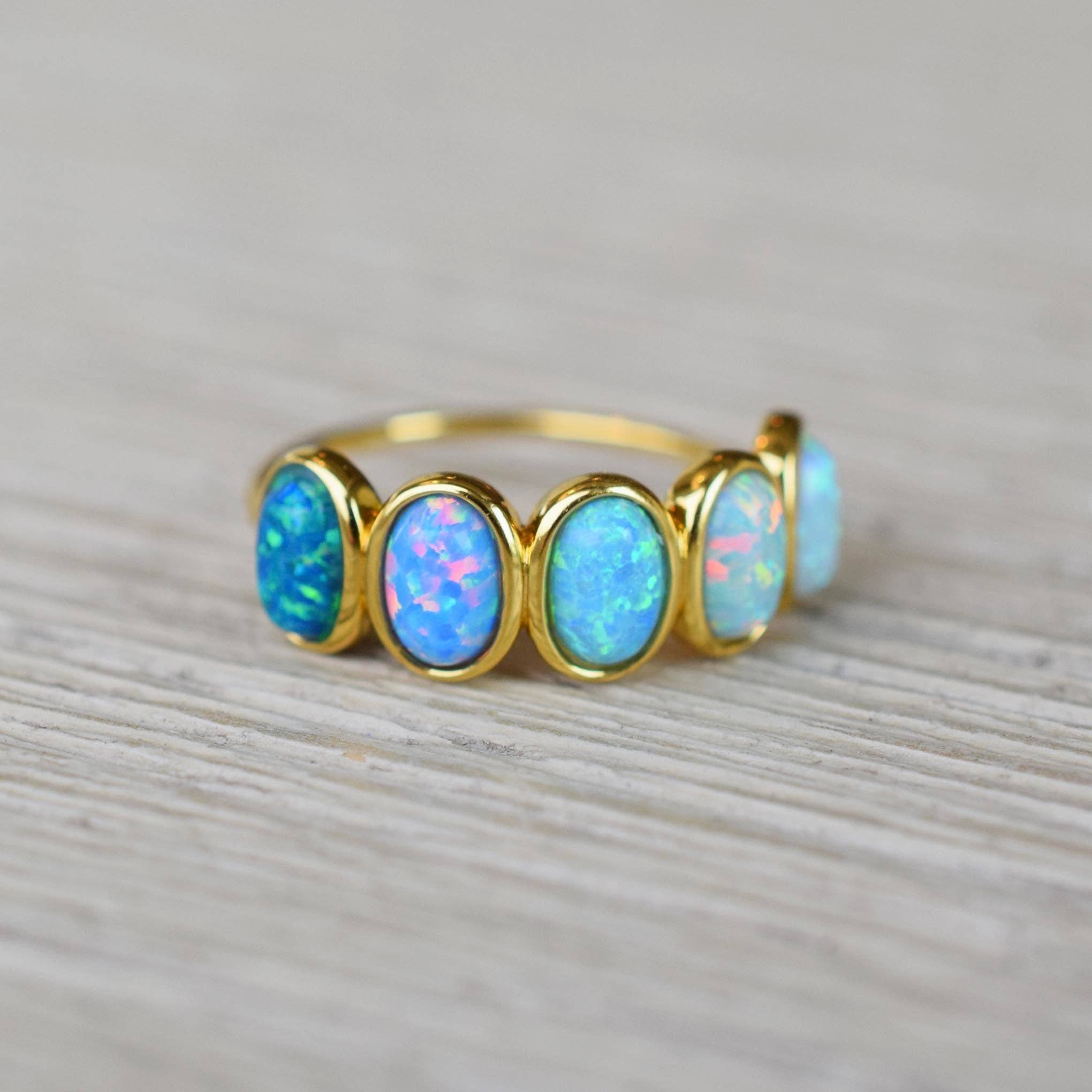 La Kaiser – wholesale Multi-stone ring – Blue Opal Ombre Candy Band2