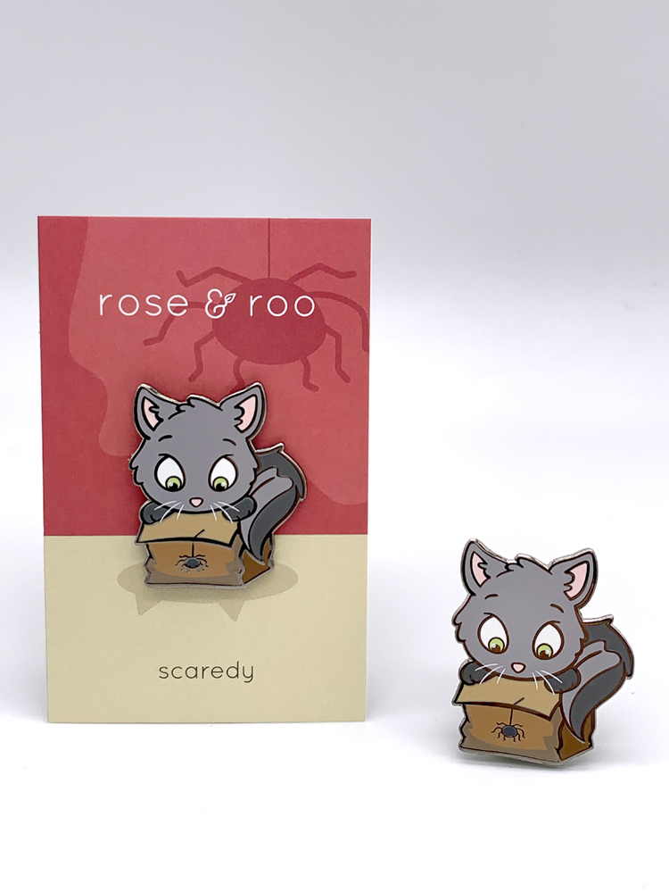 rose & roo - Wholesale Lapel Pin/Button - Scaredy Enamel Pin1