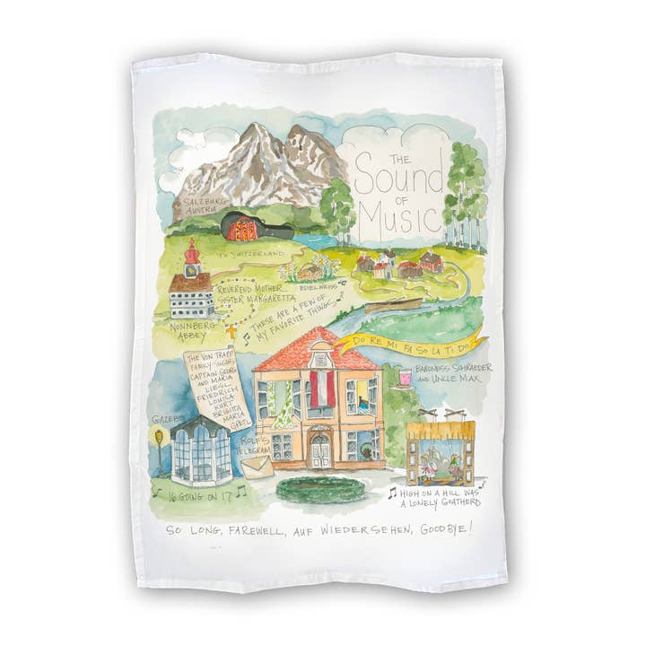The Sound of Music Tea Towel for wholesale by Elizabeth Wade Studio