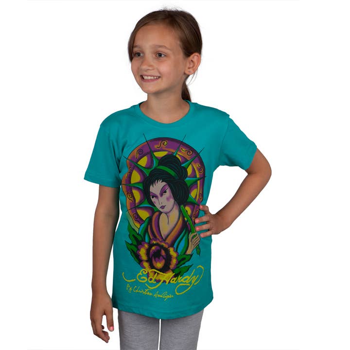 Ed Hardy - Geisha Sunburst Big Kid's T Shirt for wholesale by Official Store