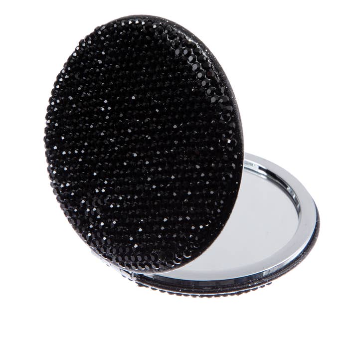 Ole - Wholesale Compact Mirror - Circle Ceramic Rhinestone Folding Makeup Mirror M0449