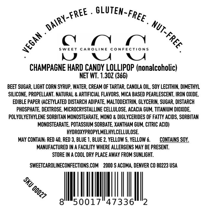 Sweet Caroline Confections - Wholesale Lollipop - Metallic Stars Lollipops, Champagne, 10/Case - VEGAN3
