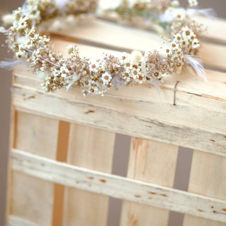 Fidos Design - Vente Fleur séchée/pressée - Bouquet de mariée de fleurs séchées avec marguerites, gypsophile rose poussiéreux3