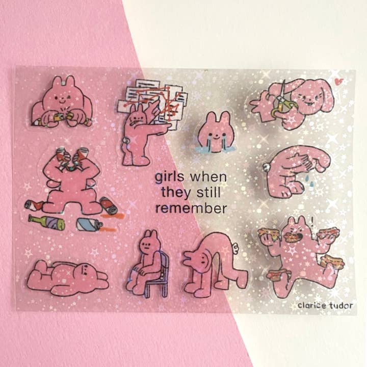 Girls When Sticker Sheet for wholesale by Clarice Tudor