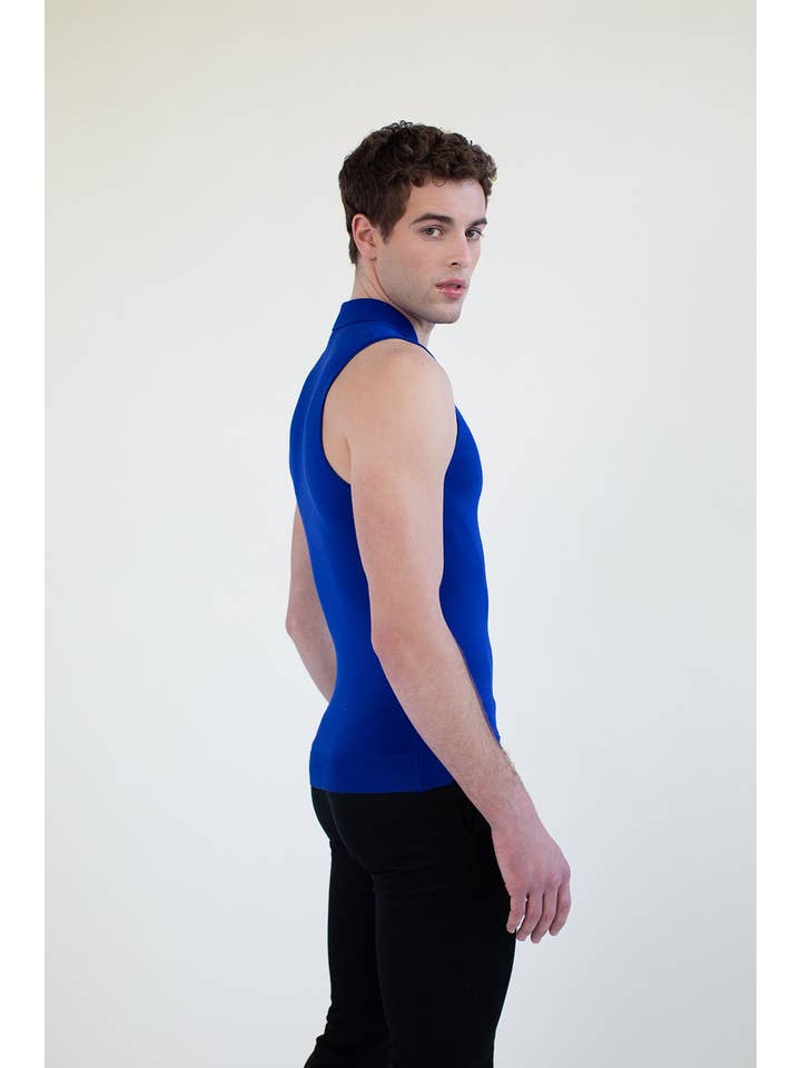 Blue Polo Knit Tank for wholesale on Faire2