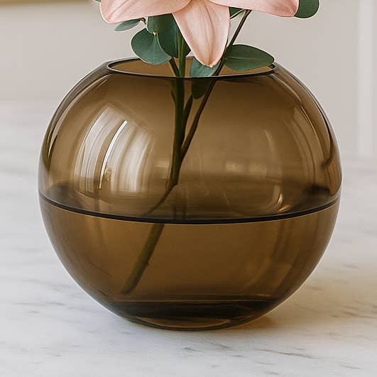 Vase Glas rund bernstein Glasvase handgemacht Kugelvase für den Großhandel von Signature Home Collection GmbH