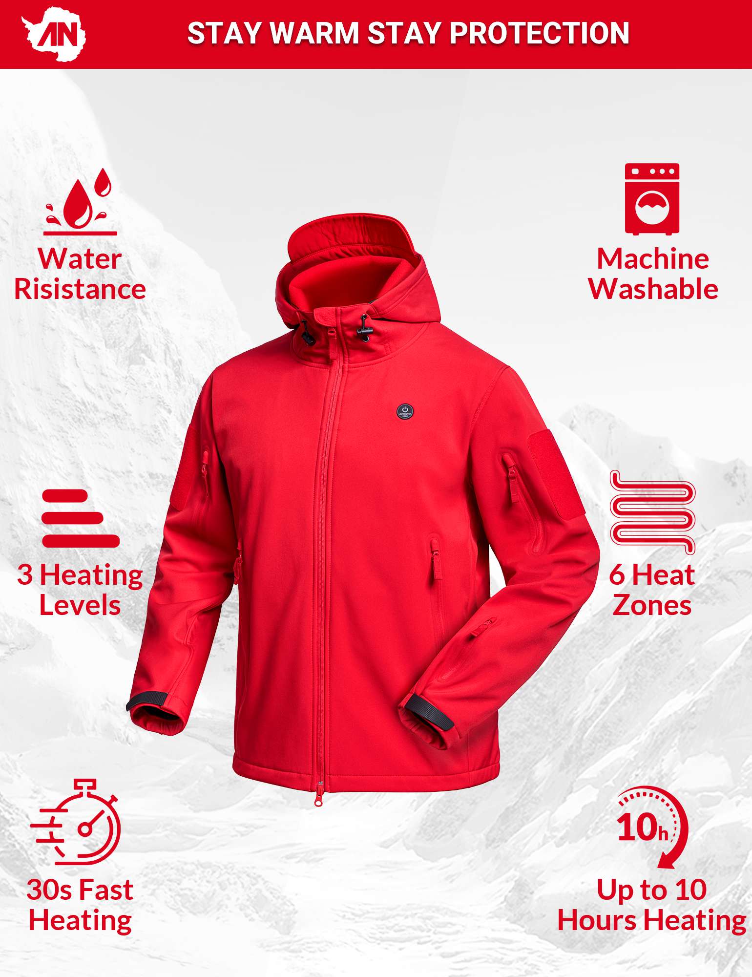 Antarctica Outdoors - Wholesale Jacket - Women's - ANTARCTICA GEAR Heated Jacket for Women, Winter Coat Soft Shell Heating Hood Jacket21