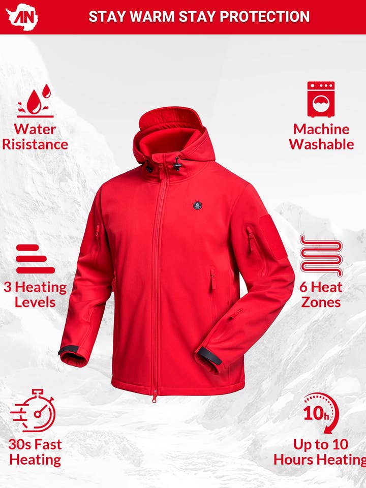 Antarctica Outdoors - Wholesale Jacket – Men's - ANTARCTICA GEAR Heated Jacket for Men and Women, Winter Coat Soft Shell Heating Hood Jacket1