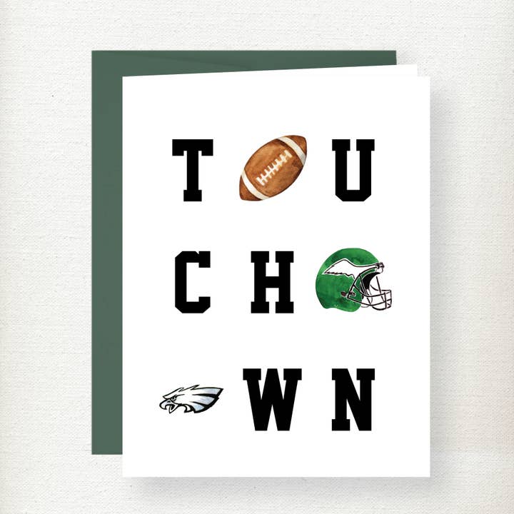 Philadelphia Eagles Touchdown Greeting Card for wholesale by Kramer Drive