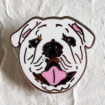 bulldog face hard enamel pin for wholesale by free in the lines