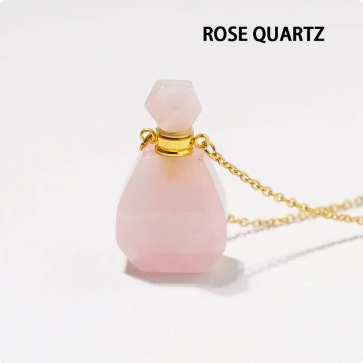 Crystolver - Wholesale Pendant/Charm Necklace - Gemstone Essential Oil Bottle Pendant Necklace