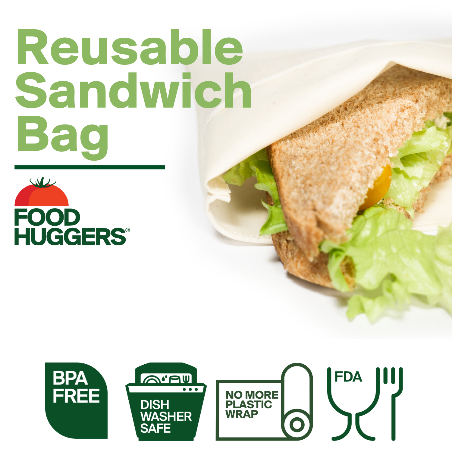 Food Huggers - Wholesale Food Storage Wrap/Bag - Food Huggers Fabric / Silicone Sandwich Bag2