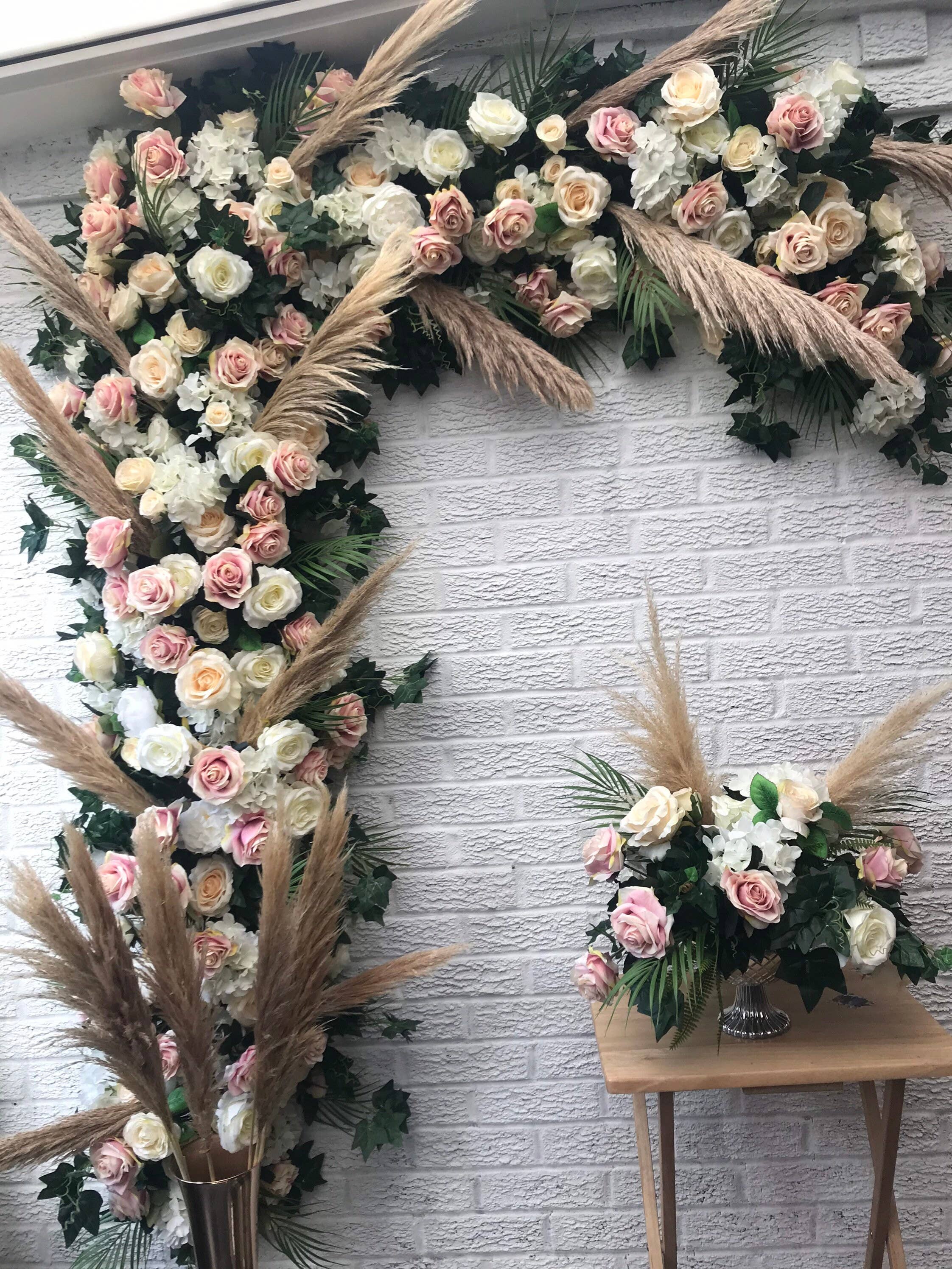 IVY CRUZ – Arco de bandeirinhas por atacado – Pampas Garland, Grinalda de Flores de Pampas, Flor de Casamento8