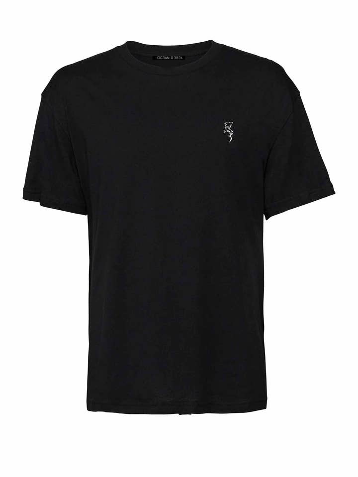 Relaxed T-Shirt mit tiefer Schulterpartie - Schwarz für den Großhandel von Ocean Rebel