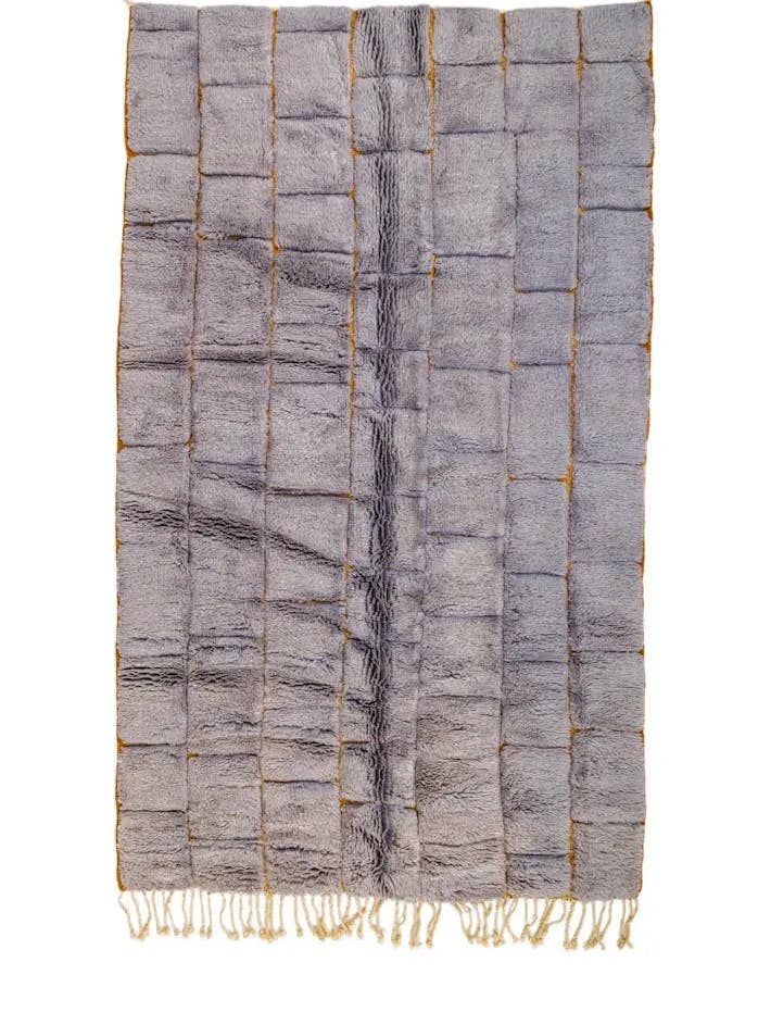 Berber Tæppe Mrirt Grå og Sennepsgul Firkantede Mønstre Reliefs - 256 x 155 cm for engroshandel hos Néda