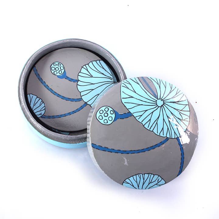 Glasunderlägg uppsättning sex i rund låda för wholesale av Sasha