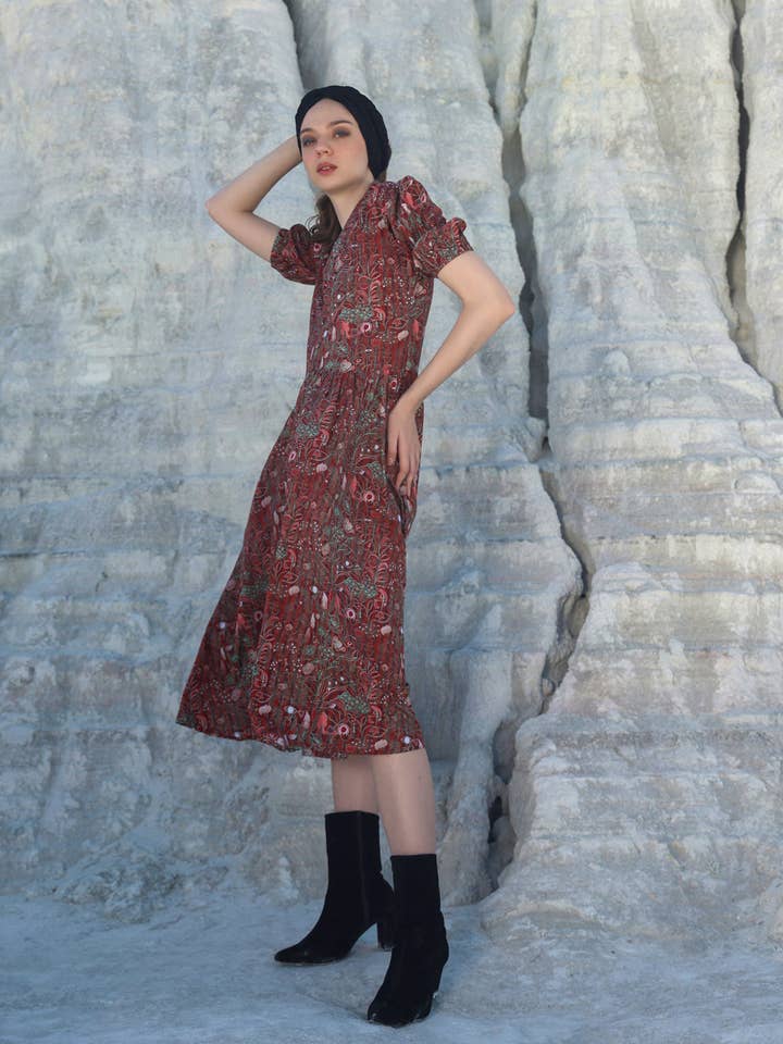 Multi Mocha eye midi dress for wholesale on Faire3