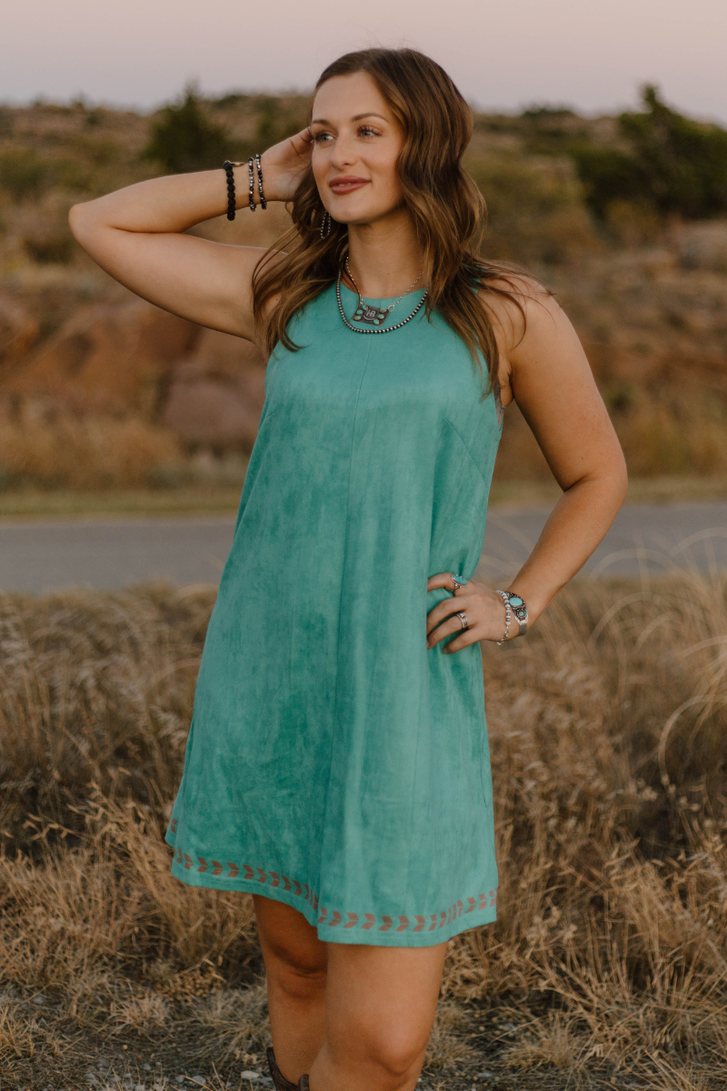 Sterling Kreek – Vestido - Mulher por atacado – Vestido Trilhos Turquesa4