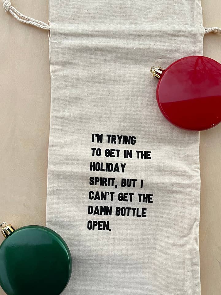 Holiday Spirit Wine Tote Gift Bag for wholesale by Breakout Press Co.