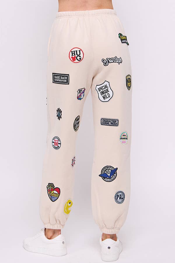 JADE BY JANE – Großhandel Lounge-Trainingshose/-Jogginghose – Damen – Jogginghose mit mehreren Patches und hoher Taille JBJ102215