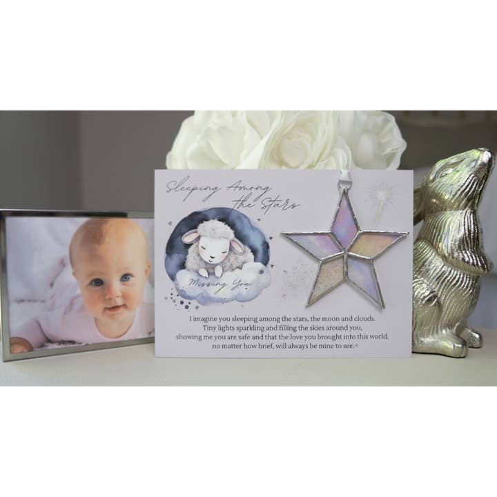 The Grandparent Gift Co. Inc. - Wholesale Ornament - Sleeping Star Infant Memorial Handmade Glass Star 77221