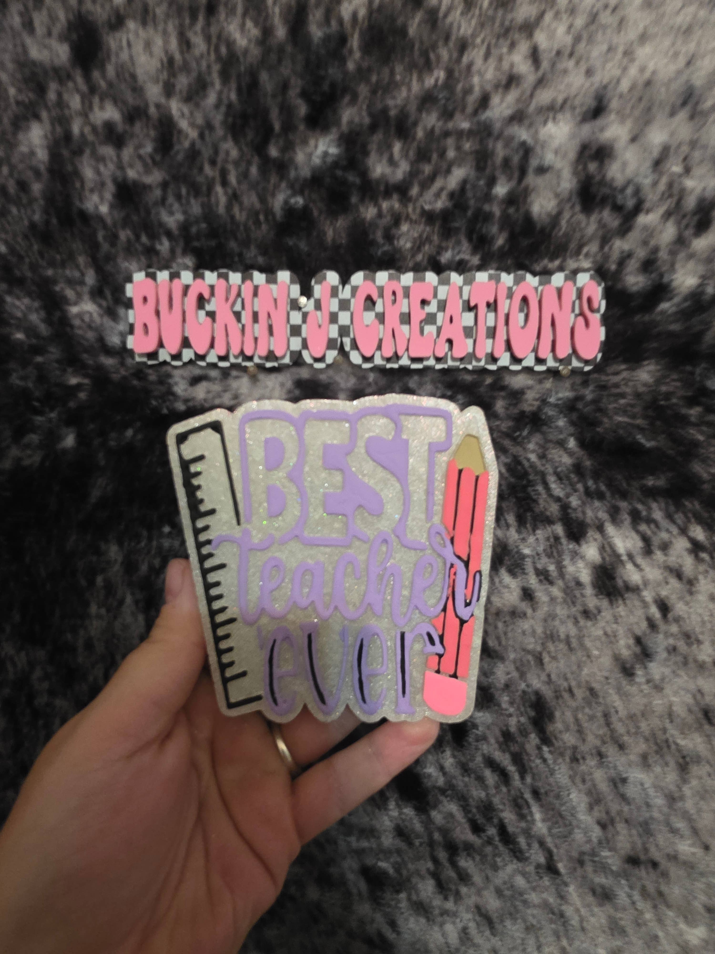 Buckin J Creations - Venta al por mayor Ambientador de coche - Mujer - Ambientador de coche hecho a mano "Mejor profesor/a del mundo".1