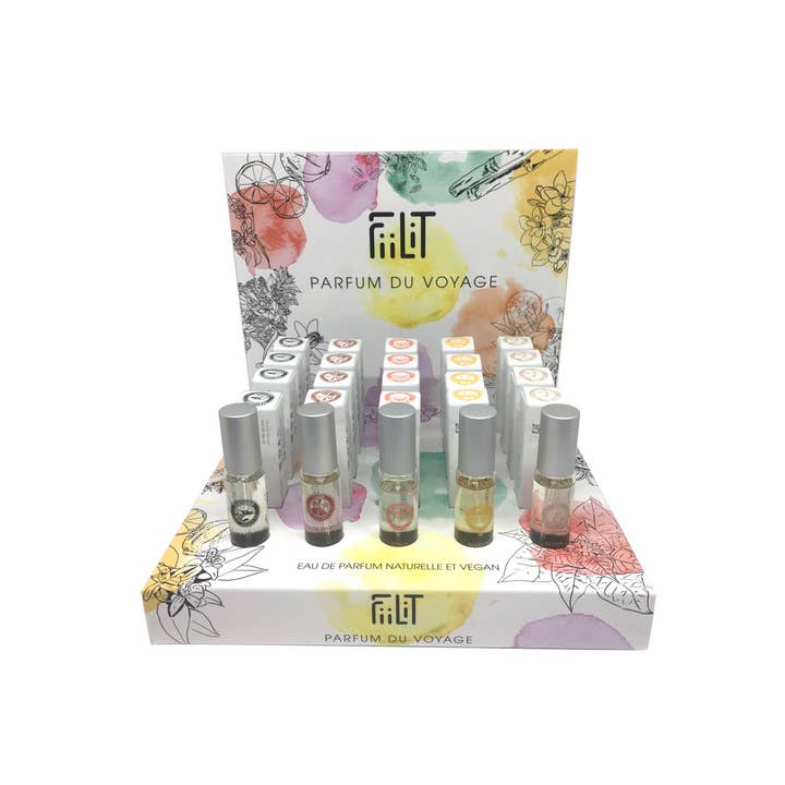 FiiLiT Parfum du voyage – wholesale Perfume/eau de toilette – Display of 5 best-selling fragrances 11mL with testers
