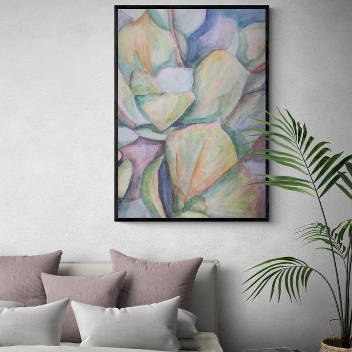 Beach Succulent Abstract Art Print for wholesale by E J Wood Watercolours