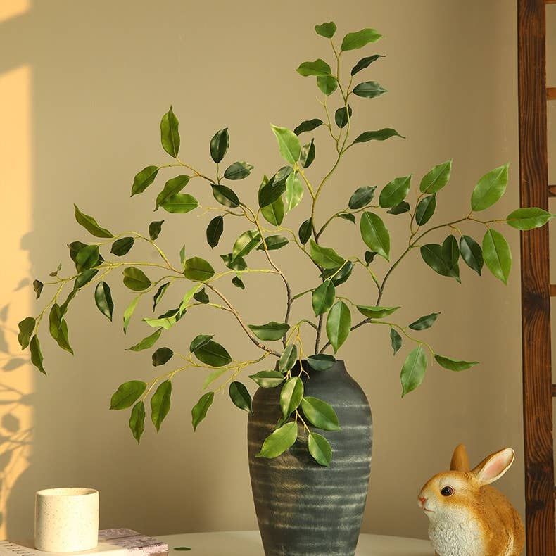 ACNITE(We cover U.S. import duties) - Venta al por mayor Plantas artificiales - Hoja verde artificial para jarrón Hojas de árbol de banyán para el hogar6