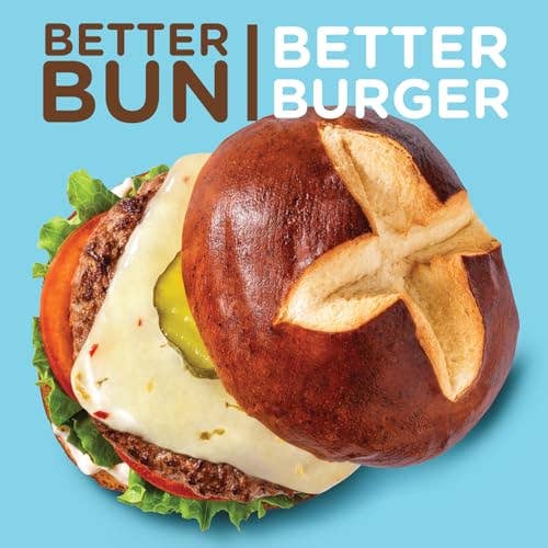 Shop The King - Vente Bretzels - Petits pains à hamburger bretzel moelleux Pretzilla, 363 g, 4 petits pains bretzel (lot de 12 paquets)3