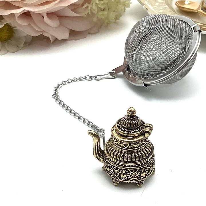 Tea Ball Infuser vintage guld tekande, teselskabfavør for engroshandel hos All Little Cute Things