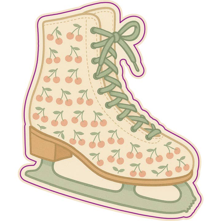 Cherry Ice Skate Figure Skating Sticker for wholesale by Denali & Co.