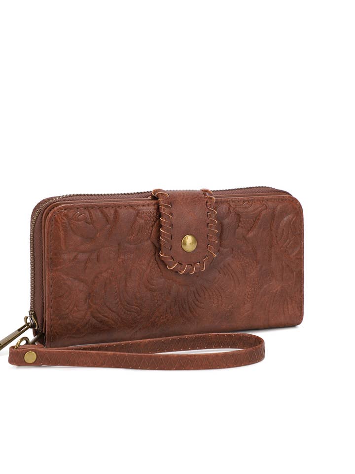 RFID-Protected Embossed Wristlet Wallet for wholesale by Accessorize Me