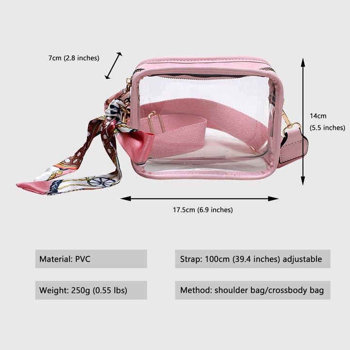 AK Brand - Wholesale Crossbody Bag - Women's - Women's Chic Transparent Crossbody & Messenger Bags with Decorative Scarf15