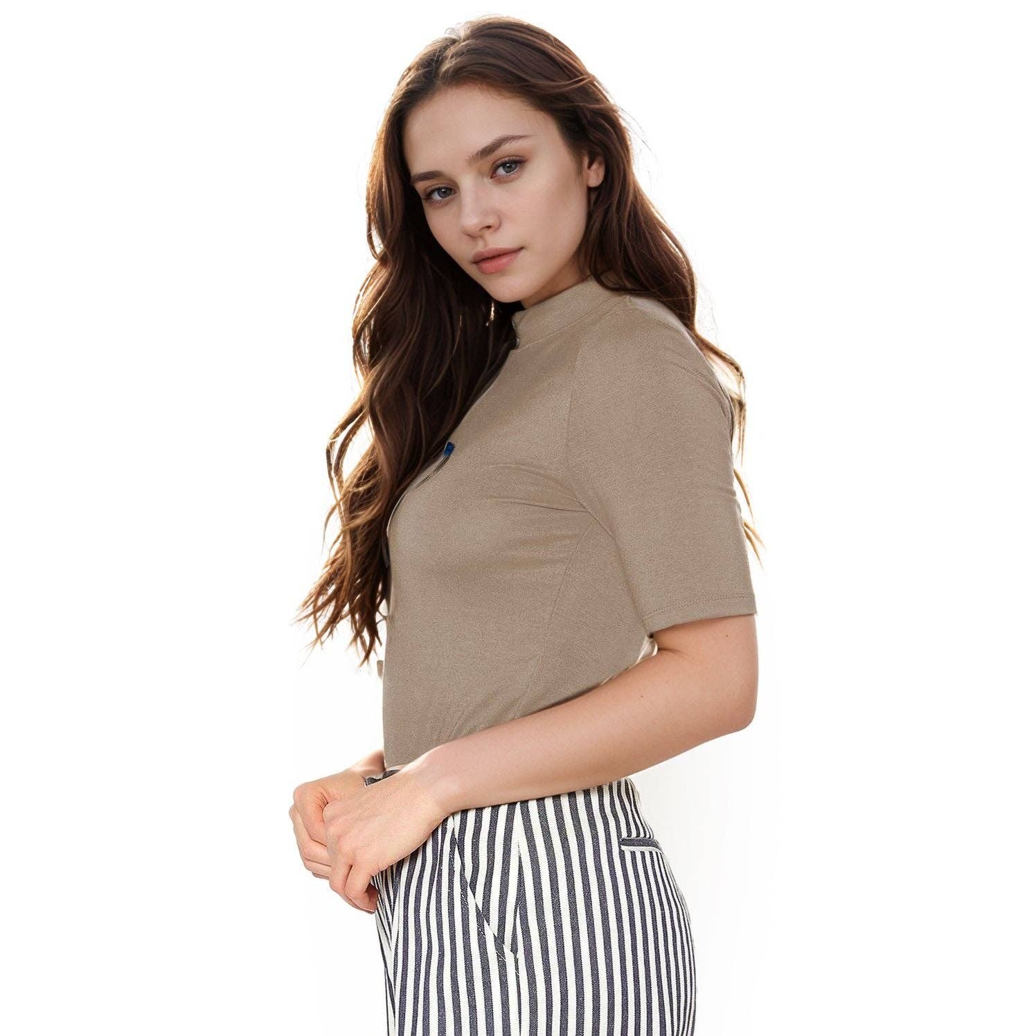 Robin K – Top de malha - Mulher por atacado – Bellatrix Feminino De Manga Tartaruga Justo Top Justo20