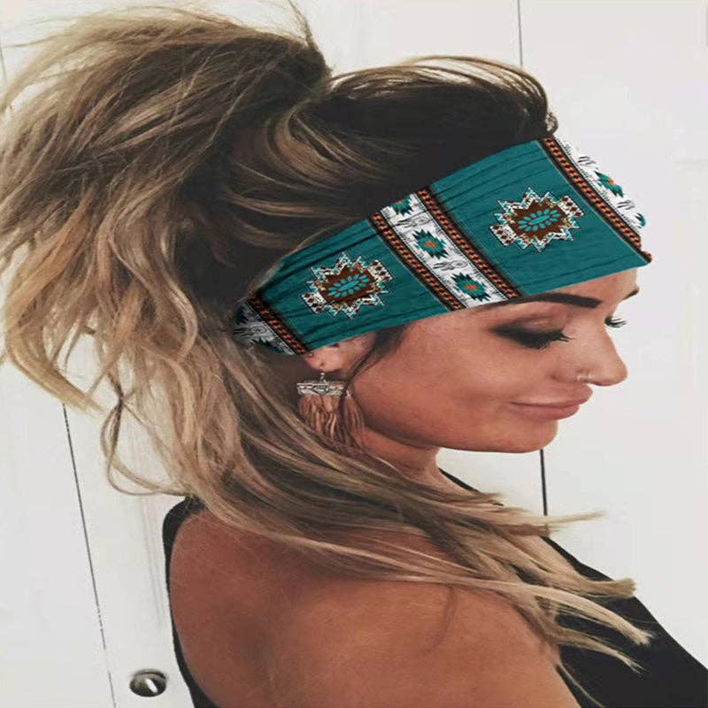 Tourtiwi - Wholesale Fashion Headband - Women's - Ethnic Vintage Wide Print Sports Headband0