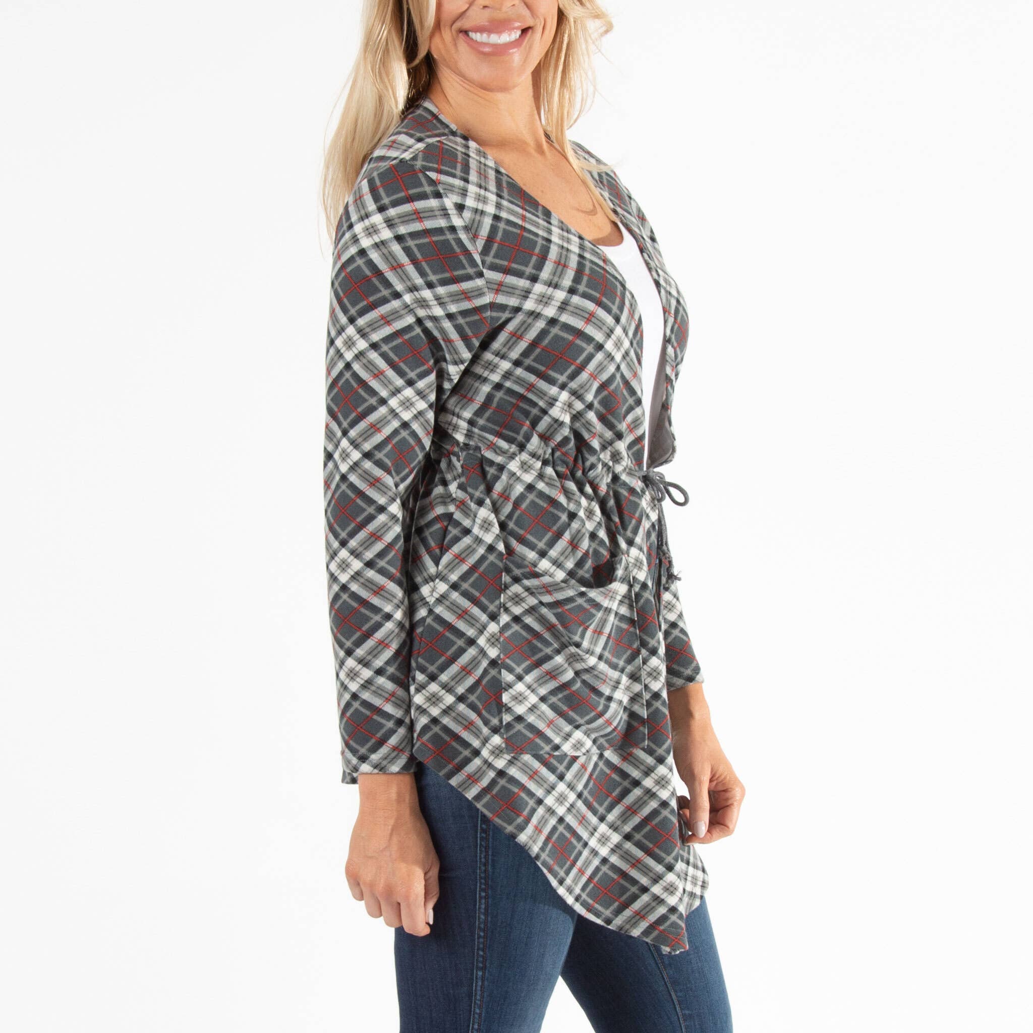 Elsie & Zoey - Vente Cardigan – femme - Soldes - Cardigan asymétrique en jersey Kate à nouer sur le devant20