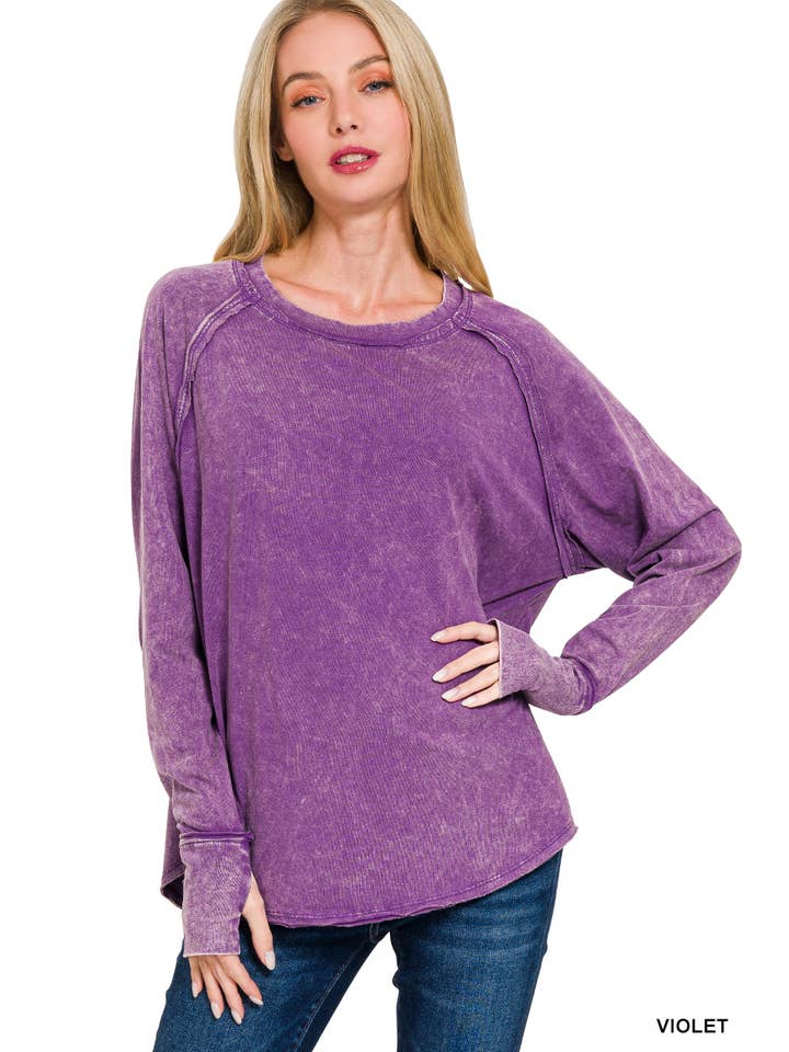 42POPS - Wholesale T-Shirt - Women's - ",.._ Washed Cotton Thumb Hole Top22