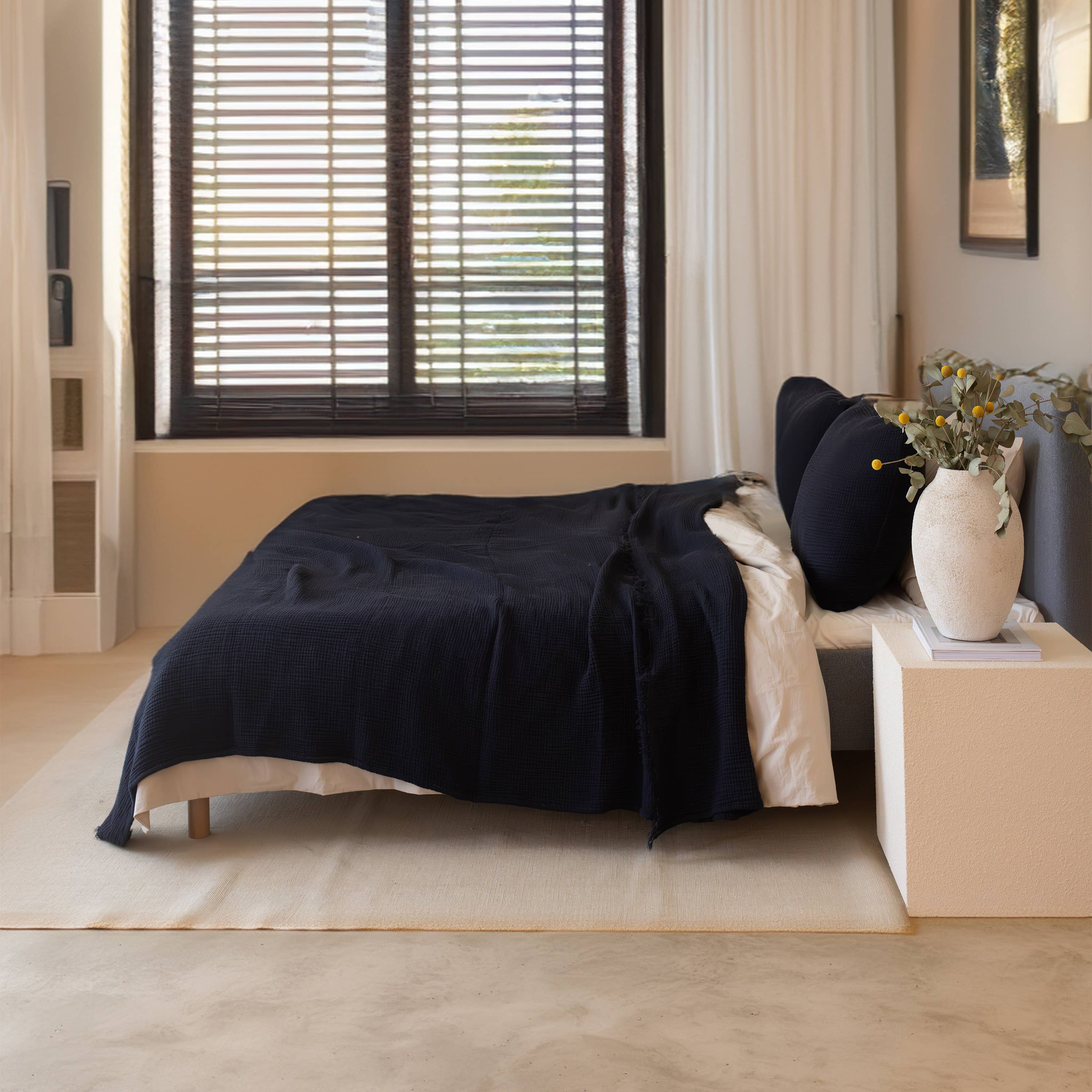 Vivamaison - Vente Plaids - Couvre-lit en mousseline frangé 100 % coton doux, 4 couches premium112