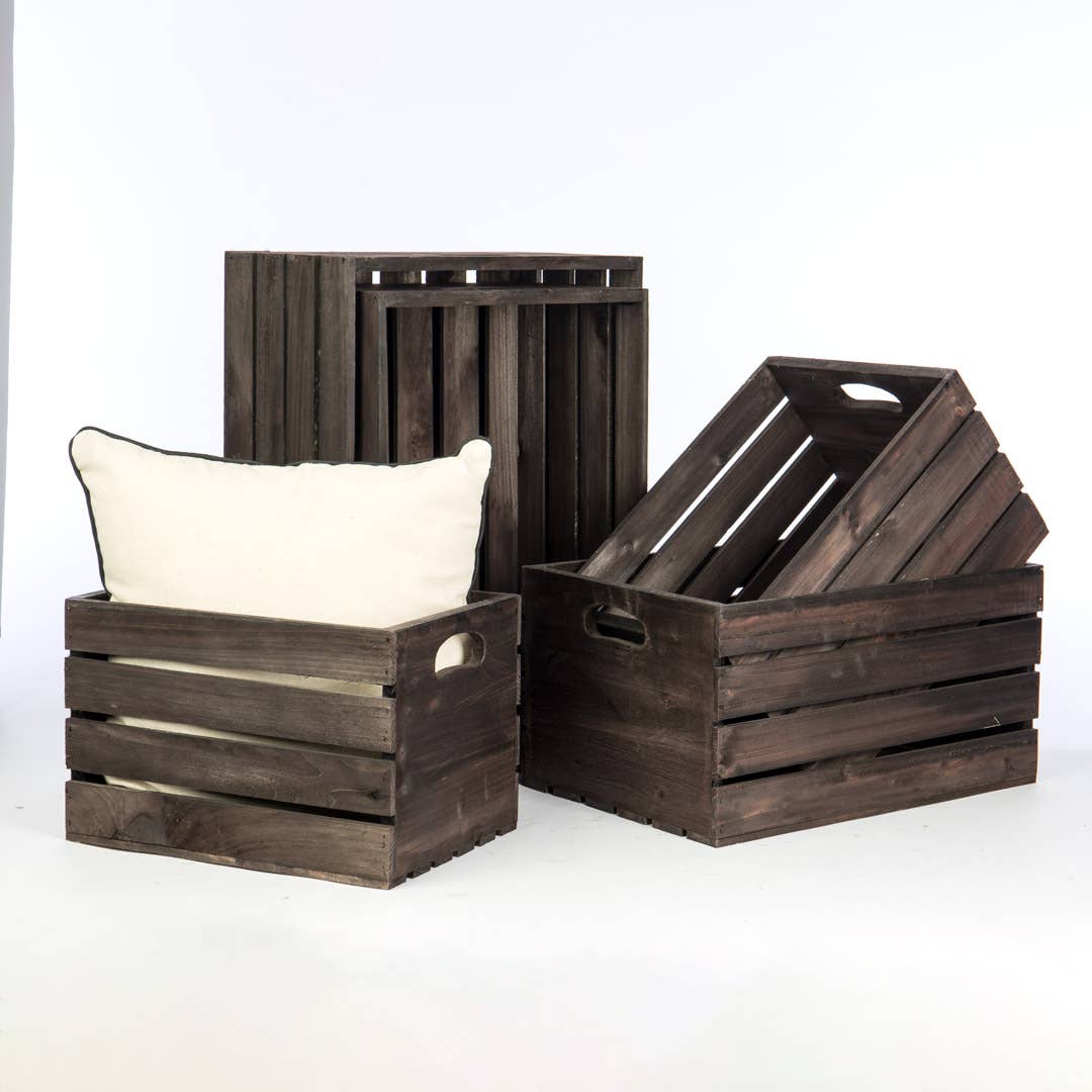 Willow Group - Wholesale Storage Bin - S/5 BROWN WOOD CRATES4