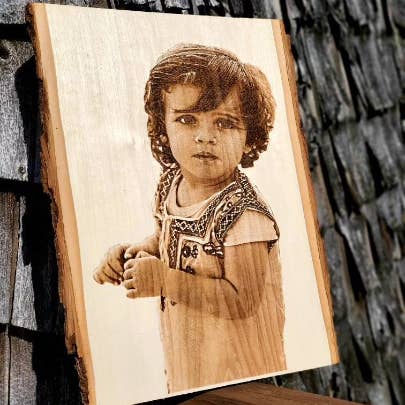 Laser Engraved Wood Portrait for wholesale by TidaArts