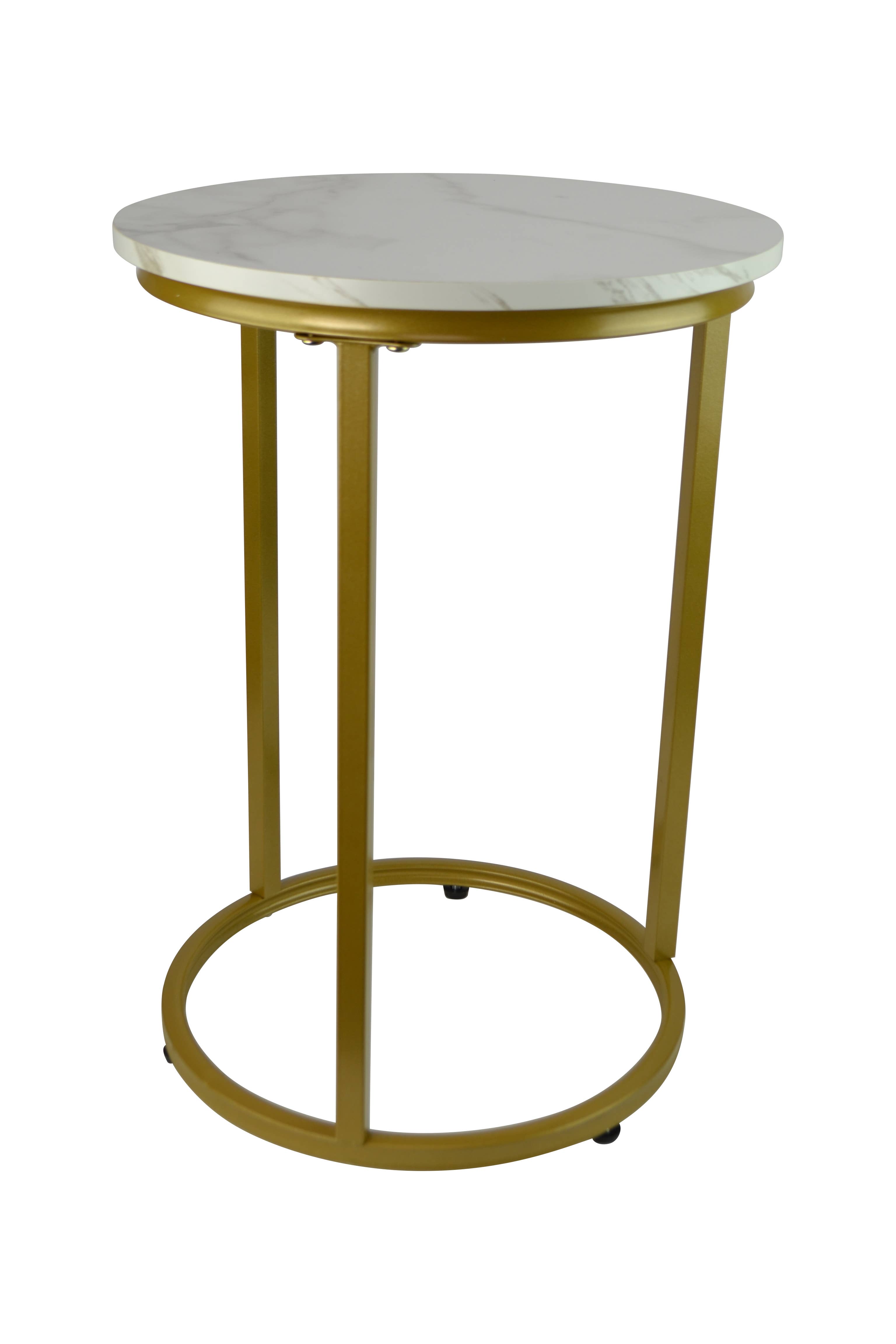 Three Star IM/EX Inc. - Vente Tables d'appoint - PAIRE DE TABLES NICHÉES STYLE MARBRE & OR, 24X20 & 20X142