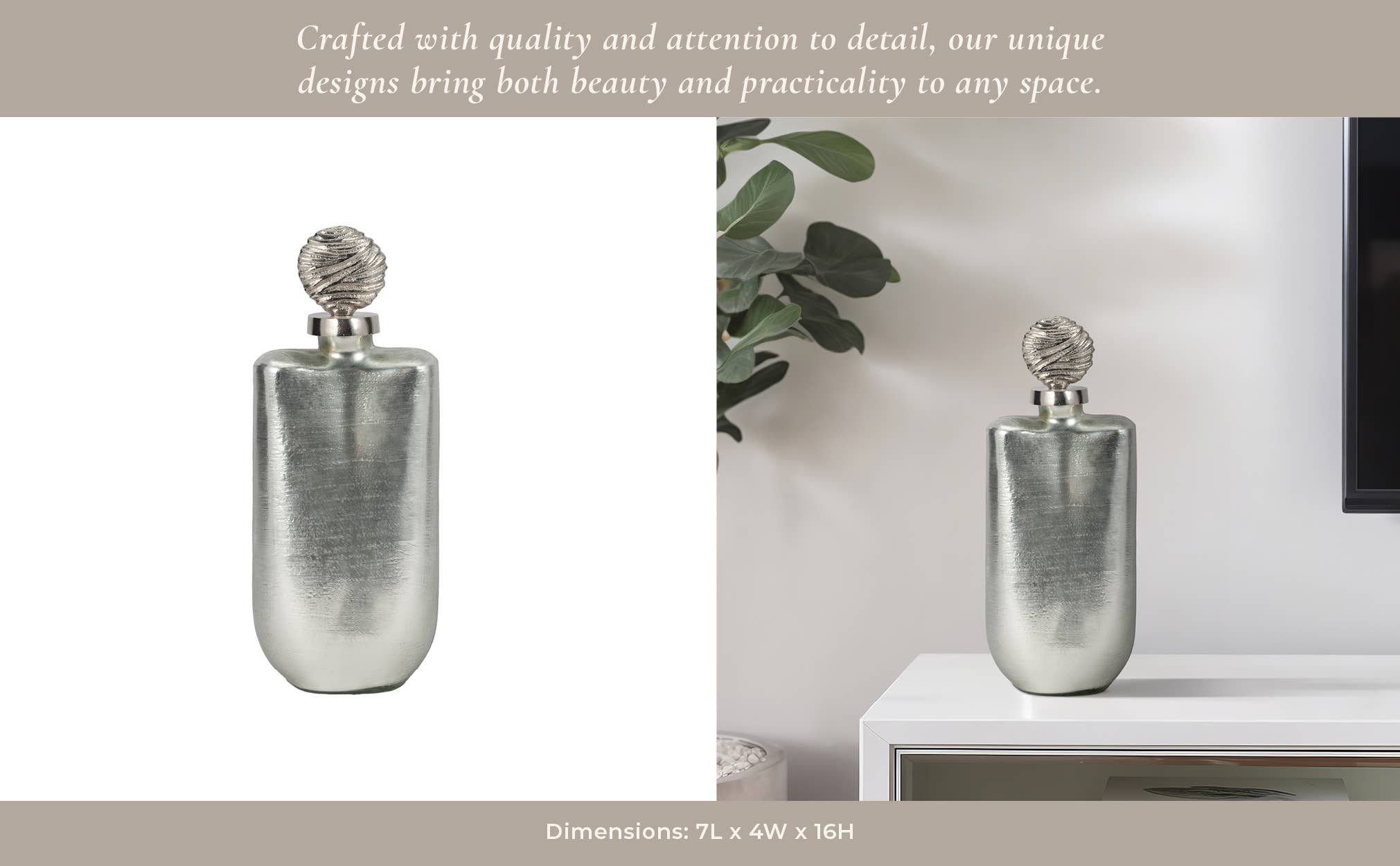 Sagebrook Home - Wholesale Decorative Jar - Glass Metallic Decorative Jar Orb Topper - Silver, 16 in.10