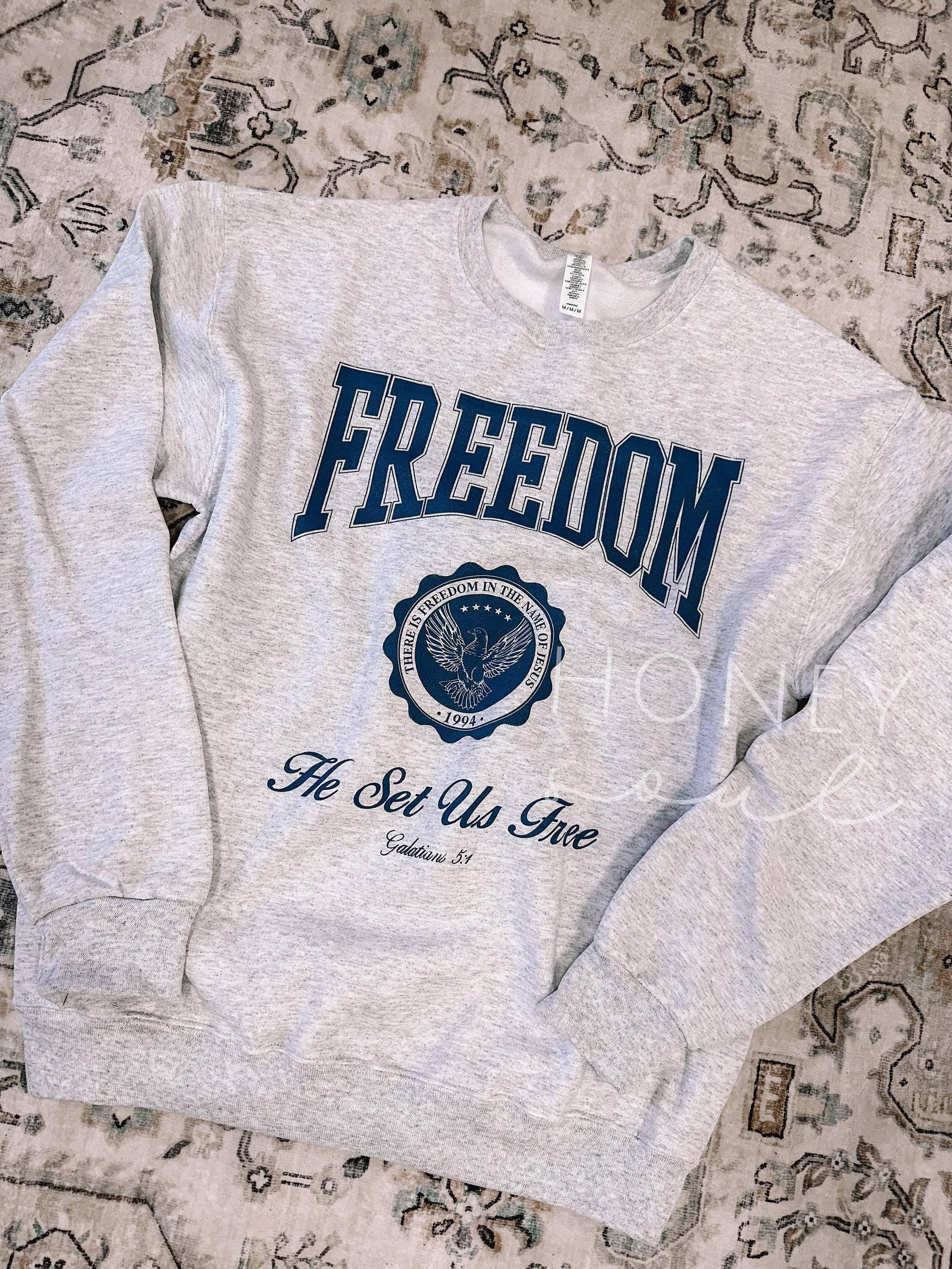 Honey Soul LLC - Wholesale Graphic Sweatshirt - Unisex - Freedom He Sets Us Free Graphic Sweatshirt3