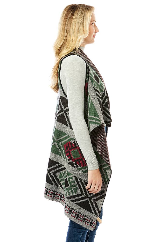 Hana - Wholesale Outerwear Vest - Women's - Aztec Pattern Vest with Button3