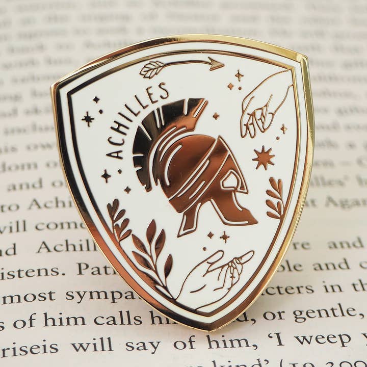 LiteraryEmporium - Wholesale Lapel Pin/Button - Achilles Enamel Gold Pin Badge - Greek Mythology Collection0